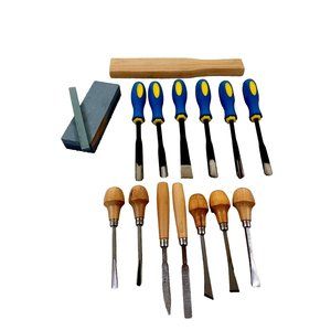 Lot 16 Piece Woodworking Carving Tools Variety Brands Whitstone Knife Chisel Gou
